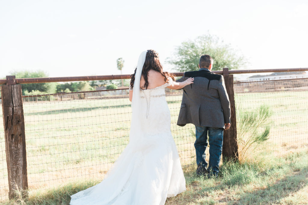 Bride's father seeing her for the first time on her wedding day!