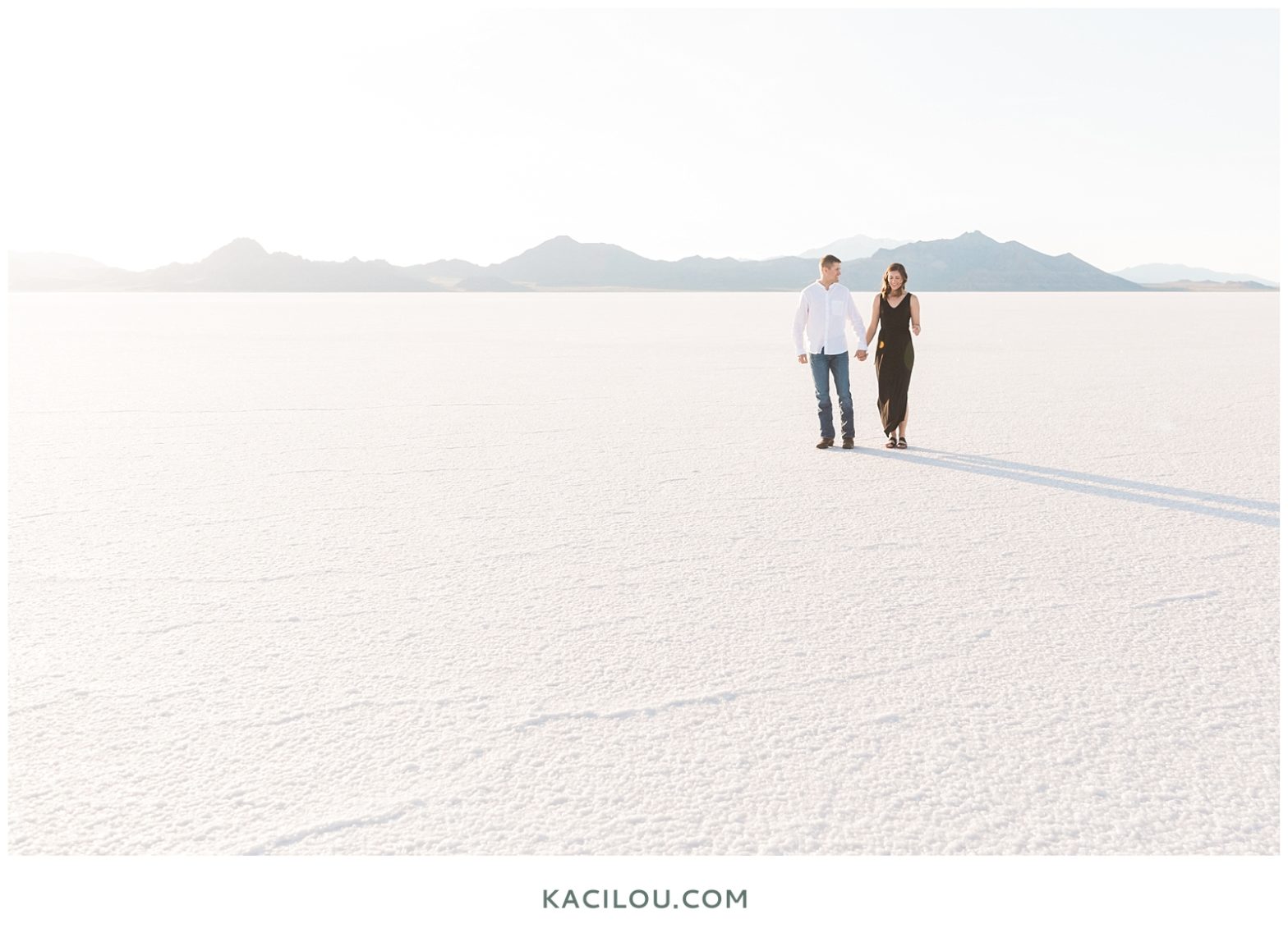 Bonneville Salt Flats Engagement Photos by Kaci Lou Photography