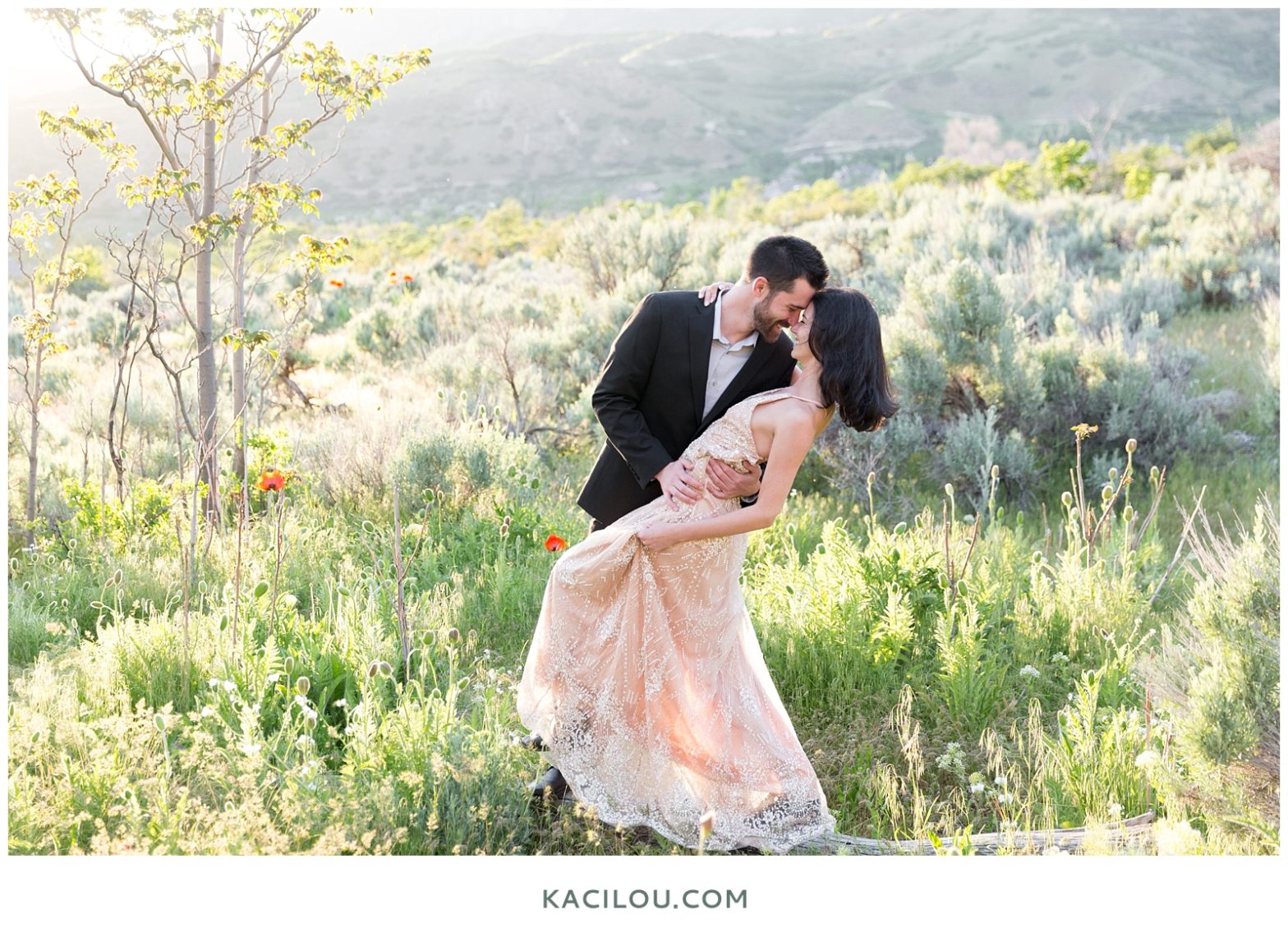 Alpine Utah Poppy Field Engagement Photos