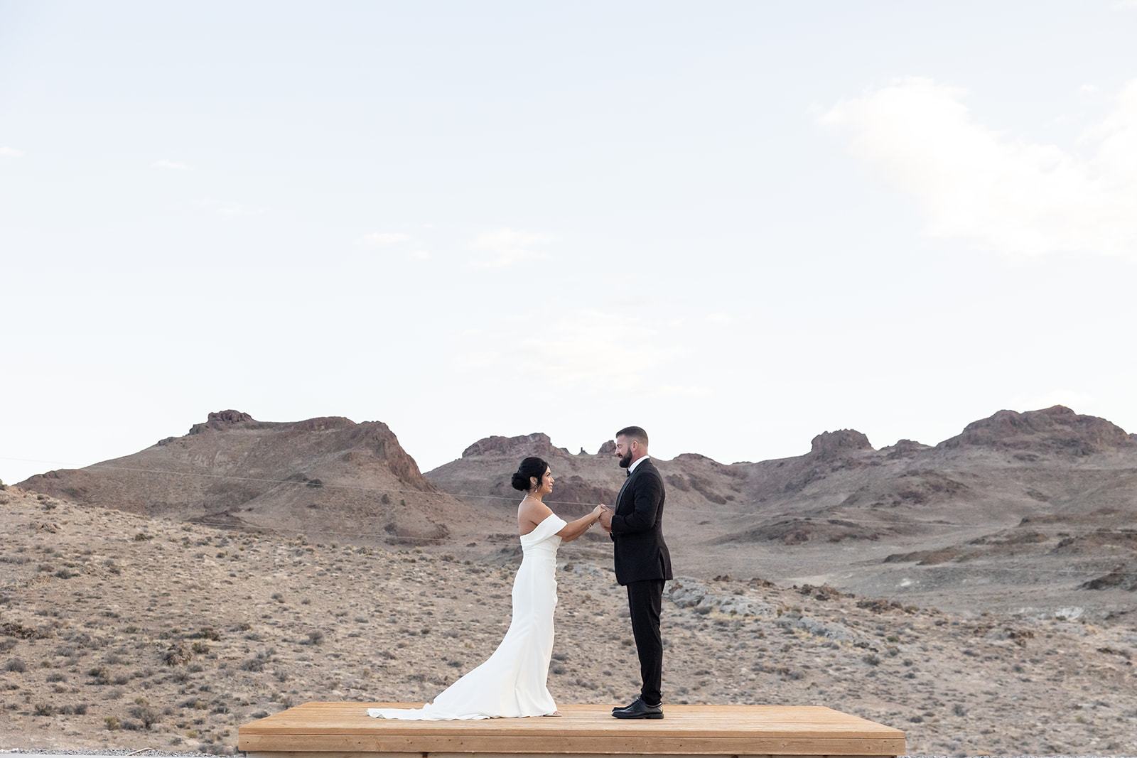 Above the flats platform bride and groom